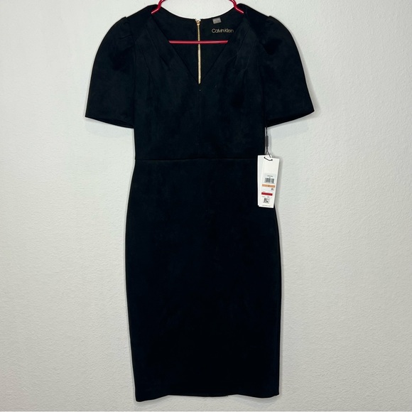 NWT Calvin Klein suede black dress size 2 - Picture 1 of 4